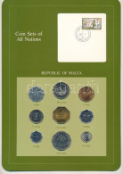 Málta 1972-1982. 1c - 5M (9xklf), "Coin Sets Of All Nations" Forgalmi Szett Felbélyegzett Kartonlapon T:UNC Patina Malta - Zonder Classificatie