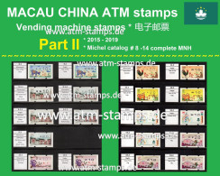 Macau Macao China ATM Stamps Part II * 2015-2019 MNH * Klussendorf Nagler Frama CVP Automatenmarken - Vignette [ATM]