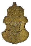 ~1920. Bronz Jelvény A Szent Koronával, "Jaszy Győző" Gravírozással T:XF - Unclassified