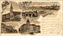 T3 1899 (Vorläufer) Arad, Minorita Templom, Vár Főkapuja, Maros-part, Lyceum, Arad-Csanádi Egy. Vasutak Palotája, Lóvasú - Ohne Zuordnung