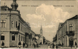 * T2/T3 1917 Beszterce, Bistritz, Bistrita; Spitalgasse / Korház Utca, Brecher M. üzlete. F. Stolzenberg Kiadása / Stree - Non Classificati