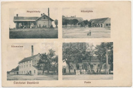 T2/T3 1915 Denta, Gőzmalom, Községháza, Posta, Vasútállomás, Megállóhely / Steam Mill, Town Hall, Post Office, Railway S - Ohne Zuordnung