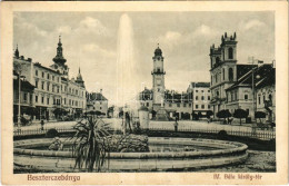 T2/T3 1916 Besztercebánya, Banská Bystrica; IV. Béla Király Tér, üzletek, Városháza. Havelka József Kiadása / Square, Sh - Unclassified