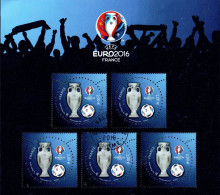 France Oblitération Cachet à Date BF N° F 5050_A - UEFA.  EURO_2016 - Feuillet De 5  Timbres En 3D - Oblitérés