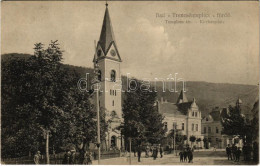 T2/T3 Trencsénteplic, Trencianske Teplice; Templom Tér. Wertheim Zsigmond Kiadása / Kirchenplatz / Church, Street View ( - Ohne Zuordnung