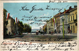 T2/T3 1901 Bród, Nagyrév, Slavonski Brod, Brod Na Savi; Jelacicev Trg / Tér Magyar Zászlókkal / Square With Hungarian Fl - Non Classés