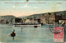 T3 1914 Fiume, Rijeka; Palazzo Adria E Governo Maritimo / Adria-Palast U. Seebehörde / Tengerészeti Hatóság, Kikötő, Haj - Zonder Classificatie