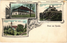 * T3 1907 Fraknó, Forchtenstein; Vár, Karl Wutzlhofer Vendéglője, Rozália Kápolna / Schloss, Gasthaus, Sct. Rosalia Kape - Ohne Zuordnung