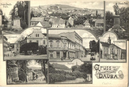 ** T2 Dubá, Dauba; Josefs-Platz, Gerichtsgebaude, Pfarrei, Schillerstrasse, Schulplatz / Square, Monument, Street View,  - Non Classés