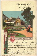 T2 Karlovy Vary, Karlsbad; Cursalon Im Stadtpark / Spa In Park. V. Brünn Art Nouveau, Litho - Ohne Zuordnung