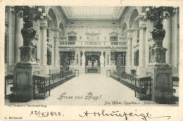 T2/T3 1898 Praha, Prag; Die Böhm. Sparkasse / Bohemian Savings Bank, Interior - Non Classés