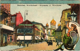 T3/T4 1916 Warszawa, Varsovie, Warschau, Warsaw; Ul. Wierzbowa / Street View, Shops, Coat Of Arms (Rb) - Non Classés