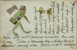 T2/T3 1911 Frog With Butterfly Net. B.K.W.I. Emb. Litho - Non Classés