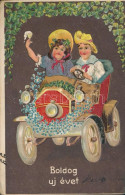 T3/T4 New Year, Children Couple, Automobile, Clovers, Emb. Litho (EB) - Non Classés