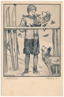 T2 1931 A Tél árvái. Cserkész Síelés Közben, Téli Sport. Márton Műterem Kiadásai 8. / Hungarian Scout Art Postcard, Wint - Unclassified