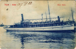 T3 1917 Fiume, Rijeka; Molo Dante, SS "STEFÁNIA" Egycsavaros Tengeri Személyszállító Gőzhajó (Salondampfer). E. Modercin - Ohne Zuordnung