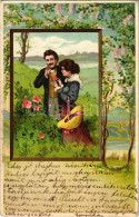 T2/T3 1906 Romantic Couple, Emb. Floral Litho (EK) - Zonder Classificatie