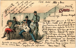 T2/T3 1901 Gruss Aus... / Austro-Hungarian K.u.K. Military Art Postcard. Verlag Der Wiener Mode. Litho (gyűrődések / Cre - Non Classés