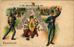 * T3 1912 A Fél Megszolgált Idő. Üdvözlet / Austro-Hungarian K.u.K. Military Art Postcard, Period Of Service. Art Nouvea - Non Classificati