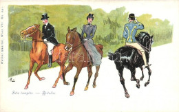 * T2 Sétalovaglás / Horse Riding, Romantic Art Postcard, Walter Haertel No. 291. Litho, Artist Signed - Ohne Zuordnung