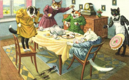 ** T1 Cat Ladies Scared Of Mice. Max Künzli No. 4678. - Modern Postcard - Ohne Zuordnung