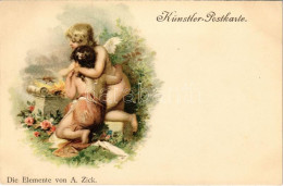 ** T1 Gyerekek / Die Elemente Von A. Zick. Künstler-Postkarte / Children Litho - Sin Clasificación