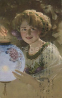 T2/T3 Lady With Blue Lantern, Inter-Art Co., 'Fireflies' No. 286 - Non Classificati