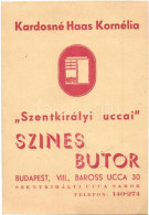 * T2 Kardosné Haas Kornélia "Szentkirályi Uccai" Színes Bútor áruházának Reklámlapja / Hungarian Furniture Shop's Advert - Non Classés