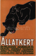 ** T1 Budapest Székesfővárosi Állatkert Reklámlapja: Fekete Párduc / Budapest Zoo Advertisement Art Postcard. Black Pant - Unclassified