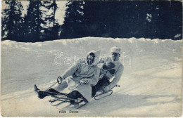 T2/T3 1910 Szánkózás Davoson, Téli Sport / Bobsleigh In Davos, Winter Sport (EK) - Non Classés