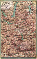 T2/T3 Salzkammergut, Landkarte, Aus Leuzinger's Reise-Reliefkarte Von Tyrol No 19. / Austrian Regional Map Postcard (EB) - Non Classés