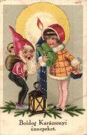 * T2/T3 Boldog Karácsonyi Ünnepeket! / Christmas, Dwarf With Girl. Erika Nr. 5104. Litho (EK) - Sin Clasificación
