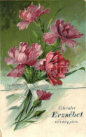 T2/T3 'Üdvözlet Erzsébet Névnapjára' / Nameday Greeting Postcard, Litho (fa) - Non Classés