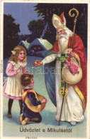 T2 Üdvözlet A Mikulástól / Christmas Greeting Card, Saint Nicholas, Litho - Non Classés