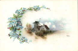 ** T2/T3 Farm Buildings, Litho, Emb., Floral, Small Size (11,4 Cm X 7,7 Cm) (EK) - Non Classés