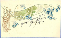 T2/T3 'Die Besten Wünsche' / Greeting Card, Raphael Tuck & Sons Künstlerische Blumen-Serie No. 519B, Emb., Golden Decora - Unclassified