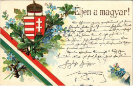 T2/T3 1901 Éljen A Magyar! Magyar Címeres és Zászlós Hazafias Propaganda Lap, Művész Aláírásával / Hungarian Patriotic P - Non Classés