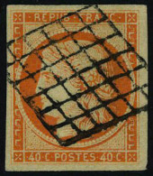 Oblitéré N° 5a, 40c Orange Vif, Belles Marges, T.B. Signé Cotin - Altri & Non Classificati