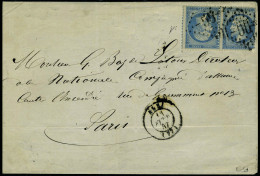 Lettre N° 22b, 20c + 20c Bleu Paire Tête Bêche Sur L Obl GC 55 Albi Pour Paris Signé Calves - Other & Unclassified