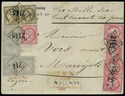 Lettre N° 33, Lettre Chargée Affranchie à 14f60 Avec 2 X 5f En Bleu + 2x 30c Et 5 X 80c Cérès Dentelé, Obl. 2145 Du 29.1 - Altri & Non Classificati