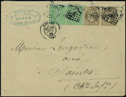 Lettre N° 35, Paire Du 5 C Vert Pâle S/bleu + Paire Du 30c (N° 30) Affranchi à 70c S/Lettre De Cognac Du 26/6/72 Pour Sa - Other & Unclassified