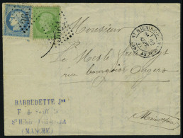 Lettre N° 37, + 20 L De St Hilaire Du Harconet, Affranchie à 25c, 22 Sept 71 Pour Angers, T.B. - Other & Unclassified