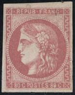 Neuf Avec Charnière N° 49F, Variété 88 Au Lieu De 80c Rose, Infime Pelurage Sinon T.B. Signé + Certificat JF Brun - Autres & Non Classés