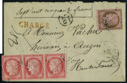 Lettre N° 57, 80c Bande De 3 + N° 54 10c Sur L Chargée Pour Auzon Haute Loire Mai 1875 T.B. - Altri & Non Classificati