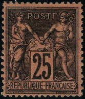 Neuf Avec Charnière N° 91, 25c Noir S/rouge, Très Bon Centrage, TB - Altri & Non Classificati