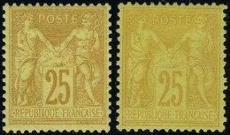 Neuf Avec Charnière N° 92 + 92a, 25c Bistre, Les 2 Nuances, Cl, TB - Sonstige & Ohne Zuordnung