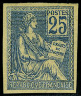 Neuf Avec Charnière N° 118a, 25c Bleu Mouchon Non-dentelé, TB, Rare - Sonstige & Ohne Zuordnung