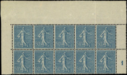 Neuf Sans Charnière N° 161, 50c Bleu, Bloc De 10, Haut De Feuille, Superbe - Andere & Zonder Classificatie