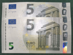 5 EURO SPAIN 2013 LAGARDE V015A1 VC SC FDS CORRELATIVE COUPLE UNCIRCULATED PERFECT - 5 Euro