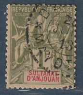 ANJOUAN - N13 Obl (1892-99) 1fr Olive - Gebraucht